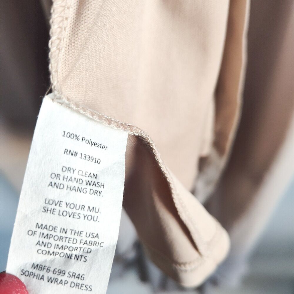 Show Me Your MuMu Sophia Wrap Dress Beige‎ Small Show Me The Ring Crisp Chiffon - Picture 13 of 14